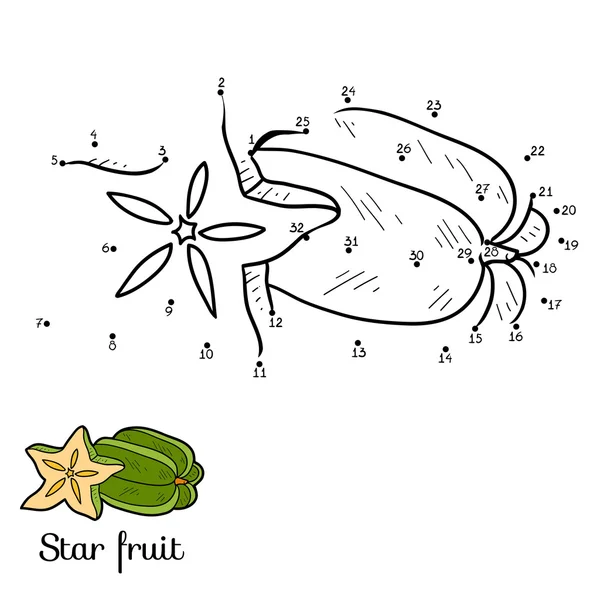 数字游戏: 水果和蔬菜 (杨桃) — 图库矢量图片