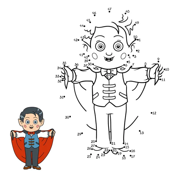 Jeu de nombres pour enfants : personnages d'Halloween (vampire ) — Image vectorielle