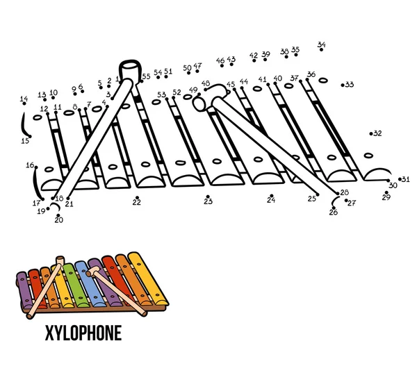 Gioco di numeri: strumenti musicali (xilofono ) — Vettoriale Stock