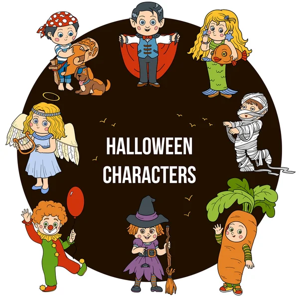 Vektor Halloween söta teckenuppsättning, karikatyr samling, col — Stock vektor