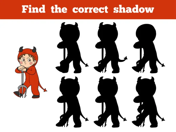 Find the correct shadow: Halloween character (devil) — Stock Vector