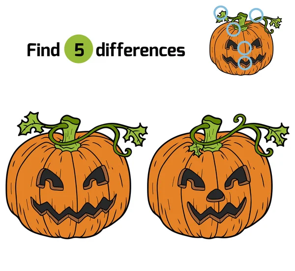 Encontrar diferencias: Calabaza de Halloween — Vector de stock