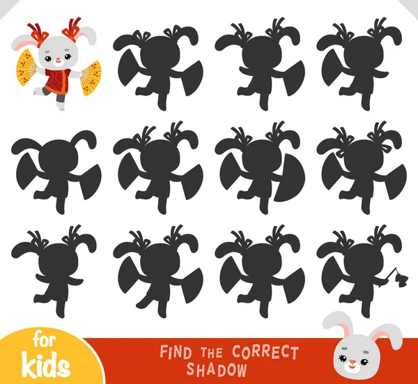 Çin Yeni Yılı 'nın sembolü olarak sevimli Zodiac tavşanı ve Asyalı hayranlar. Anaokulu ve anaokulu çocukları için doğru gölge oyununu bul. Odaklanmayı ve şekilleri öğrenmek için eğlenceli eğitici aktivite