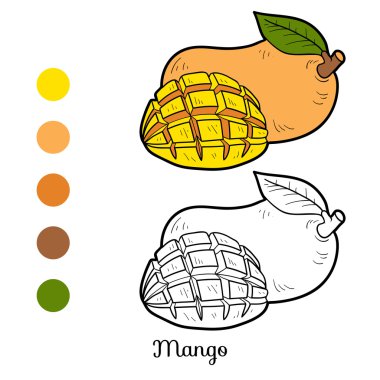 Çocuklar için boyama kitabı: meyve ve sebze (mango)