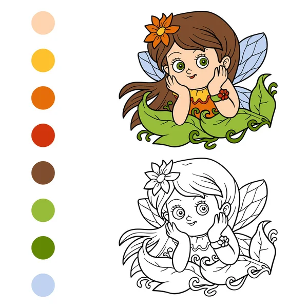 Libro para colorear para niños: pequeño hada — Vector de stock