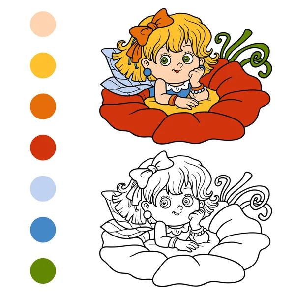 Coloring book for children: little fairy — Stock Vector