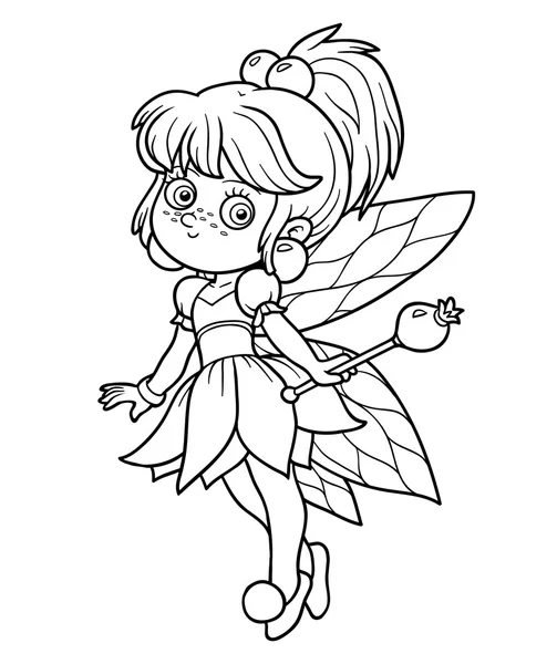 Coloring book for children: little fairy — Stock Vector
