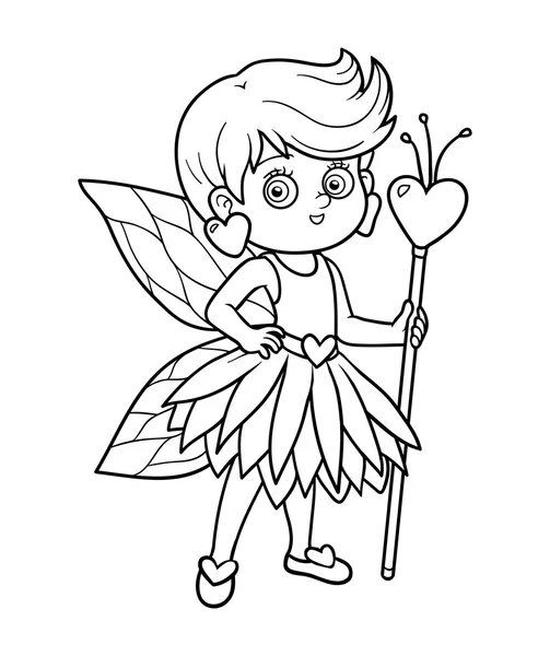 Раскраска для детей: маленькая фея — стоковый вектор