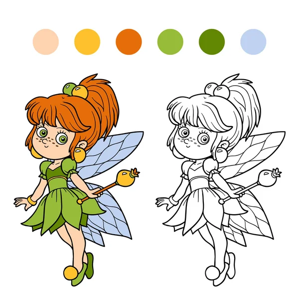 Coloring book for children: little fairy — Stock Vector