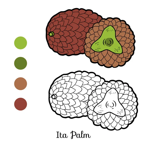 Раскраска для детей: фрукты и овощи (Ita Palm ) — стоковый вектор