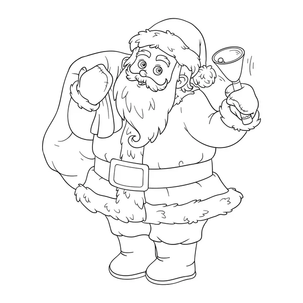 Coloring book for children: Santa Claus and bell — Stock Vector