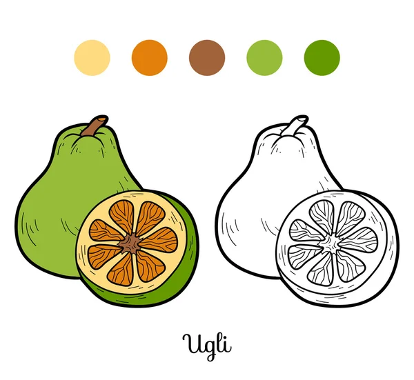Χρωματίζοντας βιβλίο για τα παιδιά: φρούτα και λαχανικά (ugli) — Διανυσματικό Αρχείο