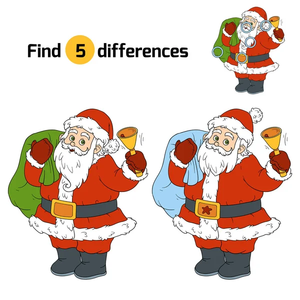 为孩子找到差异: 圣诞老人与贝尔 — 图库矢量图片