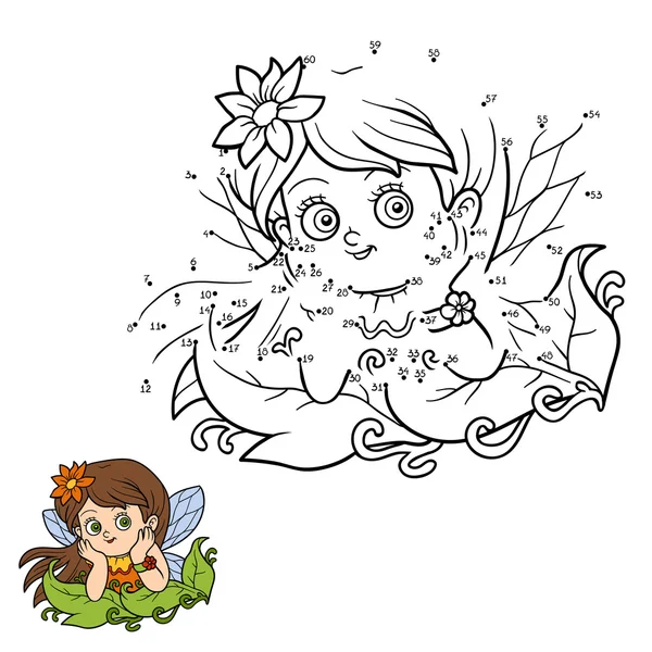 Numbers game for children: little fairy — Stock Vector