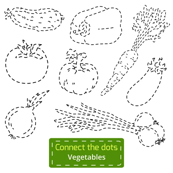Connect the dots (set of vegetables), education game Stock Vector