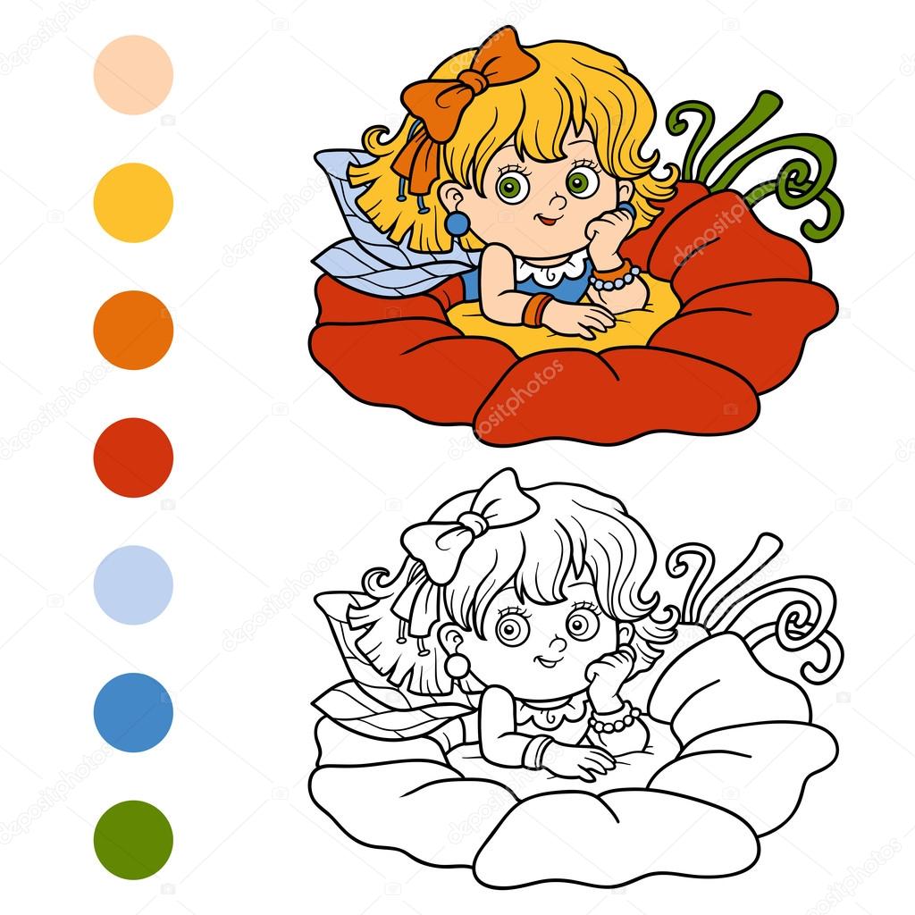 Coloring book for children: little fairy
