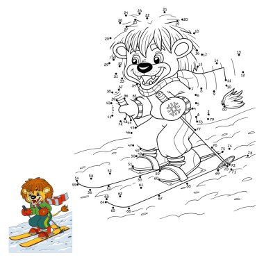 Sayı oyunu çocuklar için: küçük aslan Kayak