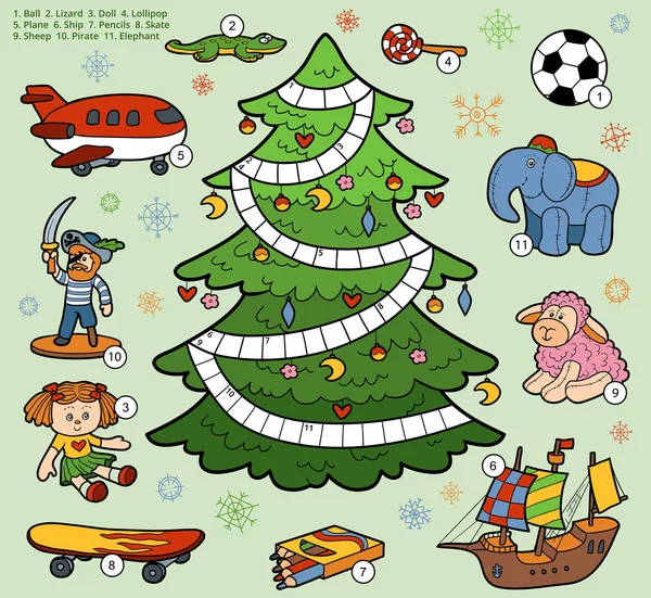 Crucigrama vectorial, juego de educación para niños sobre Navidad pr — Vector de stock