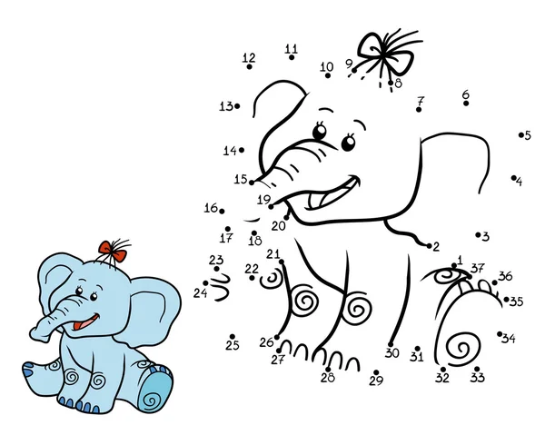 Números de juego para niños: elefante — Vector de stock