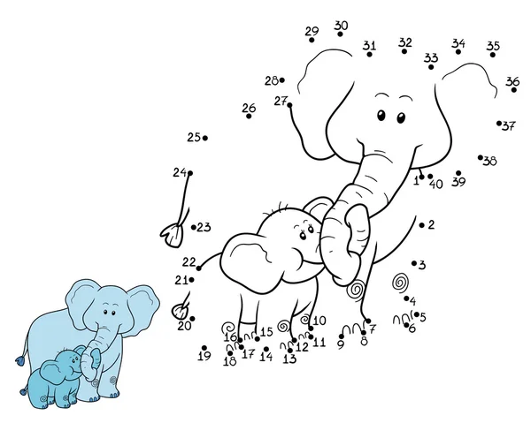 Números de juego para niños: elefantes — Vector de stock