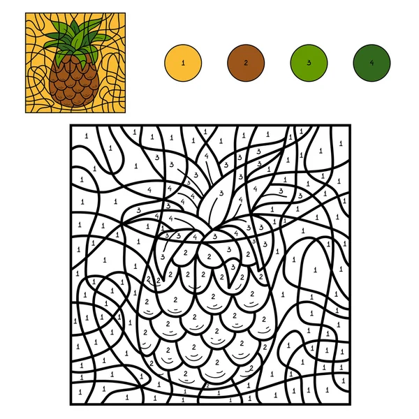 Färg med nummer: ananas — Stock vektor