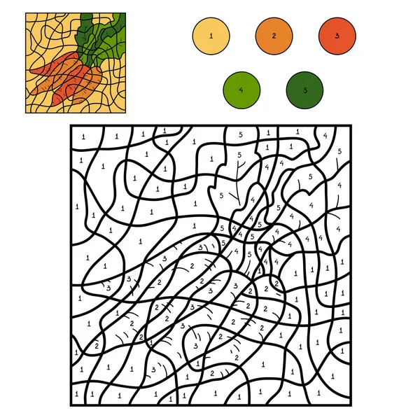 Color por número: zanahorias — Archivo Imágenes Vectoriales