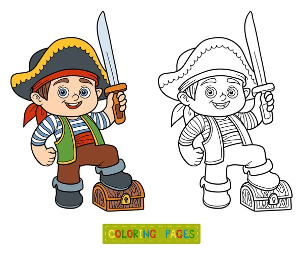 Libro para colorear para niños (niño pirata ) — Archivo Imágenes Vectoriales