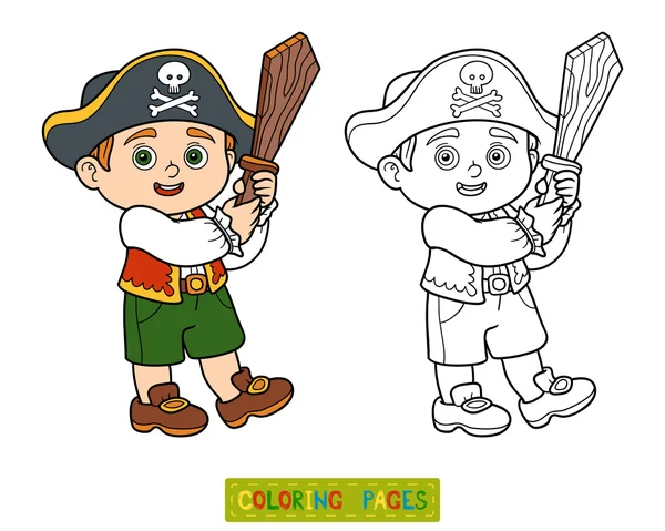 Malbuch für Kinder (Piratenjunge) — Stockvektor