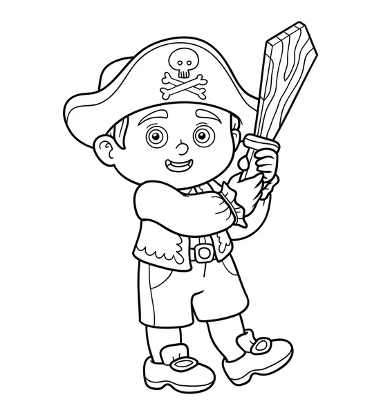 Kolorowanka dla dzieci (chłopiec pirat) — Wektor stockowy