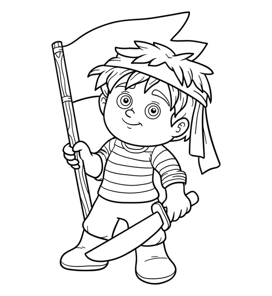 Coloring book for children (pirate boy) — Stock Vector