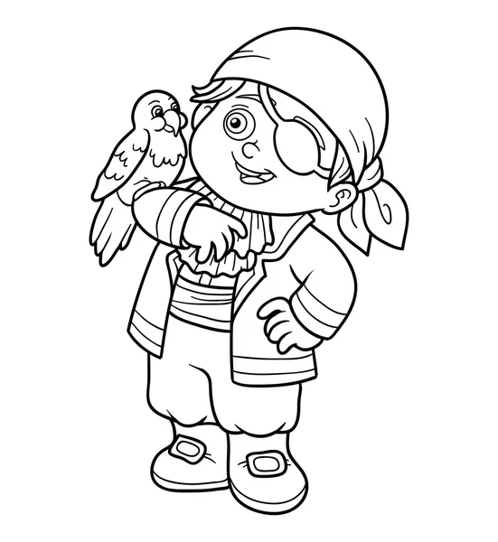 Книжка-розмальовка для дітей (піратський хлопчик ) — стоковий вектор