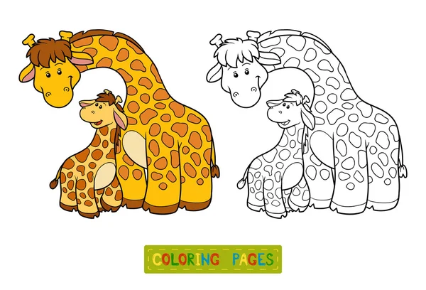 Livro para colorir para crianças (duas girafas ) — Vetor de Stock