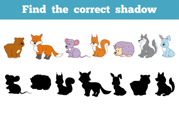 Trouver l'ombre correcte (animaux de la forêt ) — Image vectorielle
