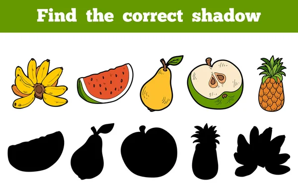 Trouver l'ombre correcte (fruits ) — Image vectorielle