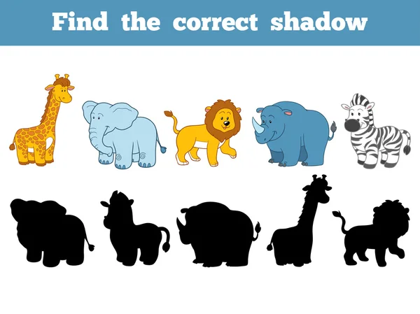 Encontrar la sombra correcta (animales safari ) — Archivo Imágenes Vectoriales