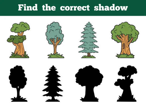 Βρείτε τη σωστή σκιά: δέντρα — Διανυσματικό Αρχείο