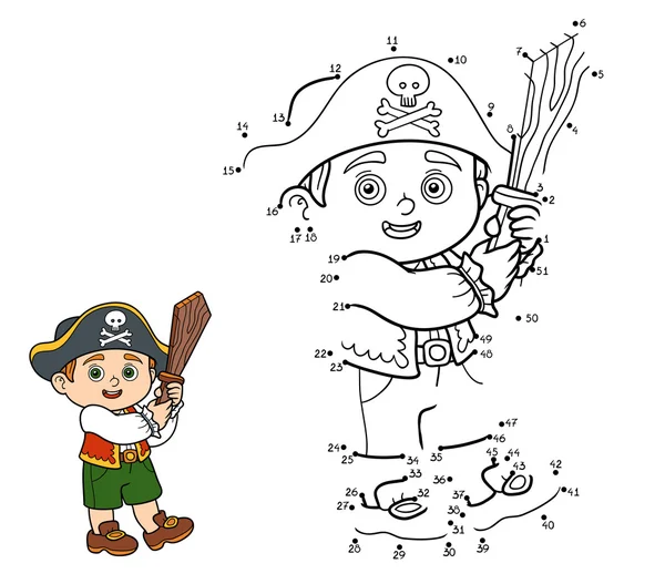 Números juego (niño pirata ) — Vector de stock