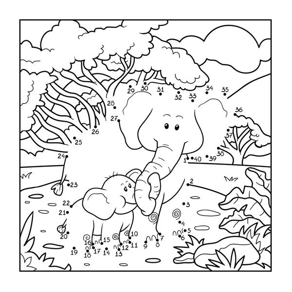 Lek med siffror (två elefanter) — Stock vektor