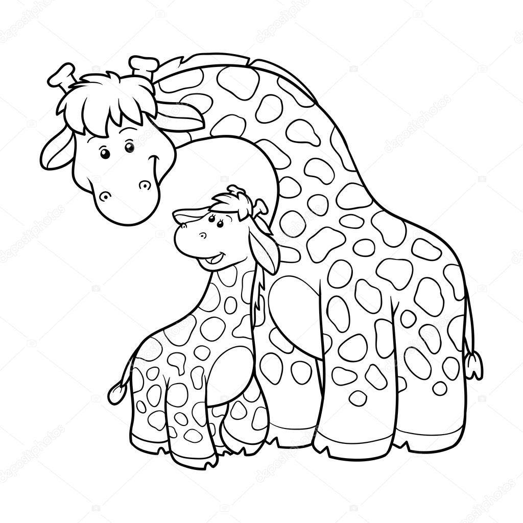 Coloring book for children (two giraffes)