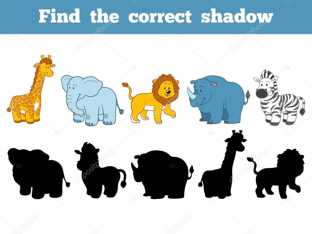 Find the correct shadow (safari animals)