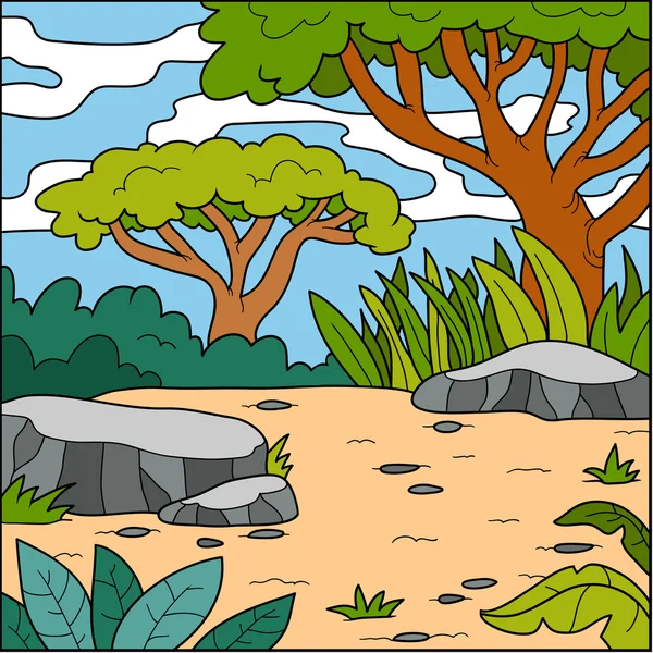 Vektor illustration, naturliga bakgrund (savanna) — Stock vektor