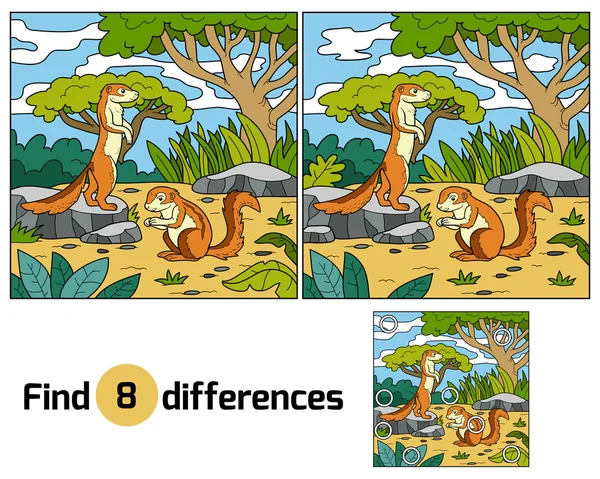 Find differences, game for children (xerus and background) — Stock Vector