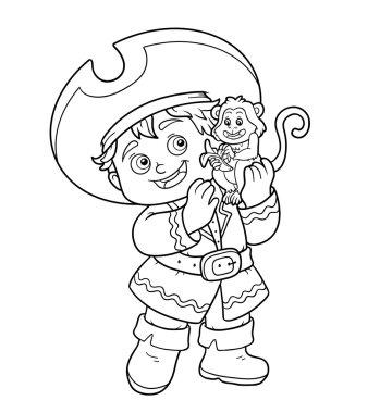 (Korsan çocuk ve maymun çocuklar için boyama kitabı)