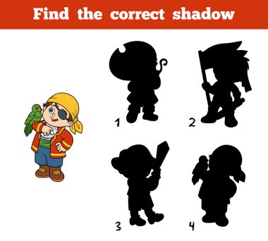 (Korsan çocuk ve papağan doğru gölge bul)