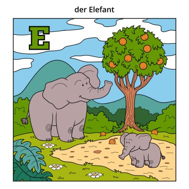 Alman alfabesi, harf E (filler ve arka plan)