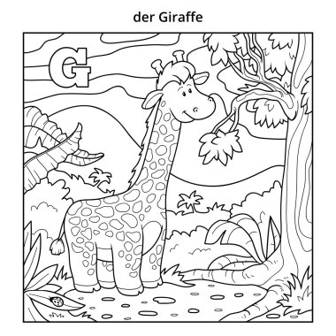 Alman alfabesi, harf G (zürafa ve arka plan)