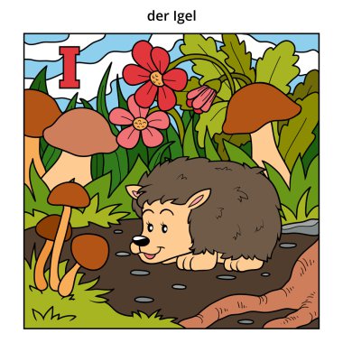 Alman alfabesi, mektup ben (Kirpi ve arka plan)