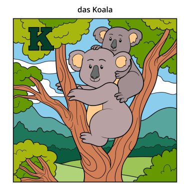 Alman alfabesi, harf K (koala ve arka plan)