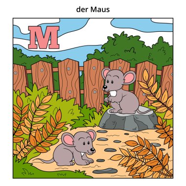 Alman alfabesi, harf M (fare ve arka plan)