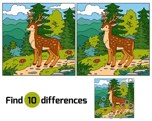 Find differences for children (deer and background) — Stock Vector